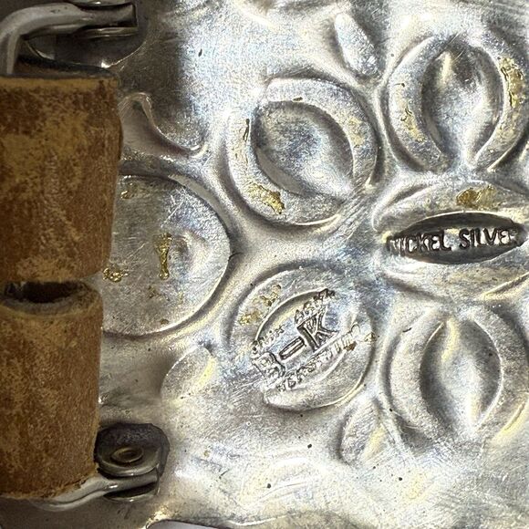 Vintage Firenze Leather Belt 36 Removable Nickel Silver Cow Buckle Argentina - Picture 6 of 16